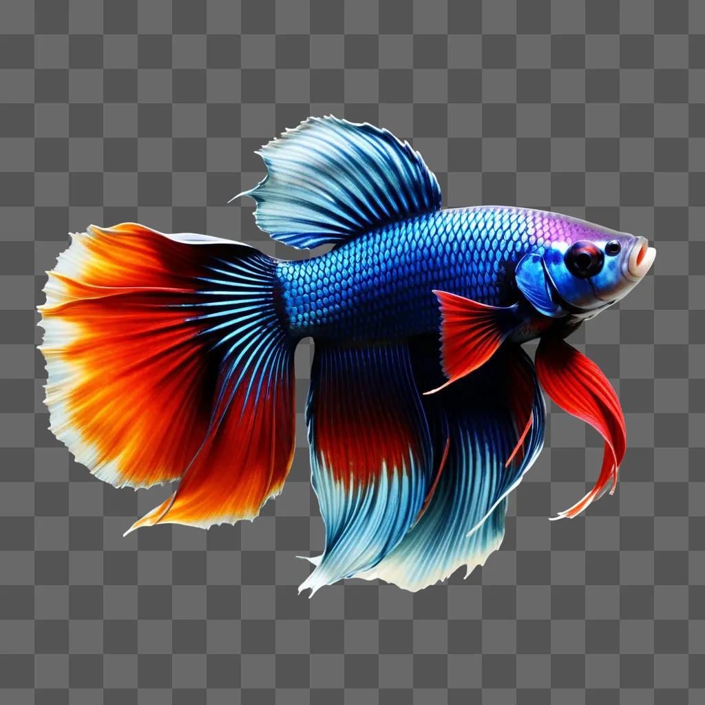 vibrant betta fish with vibrant tail and fins