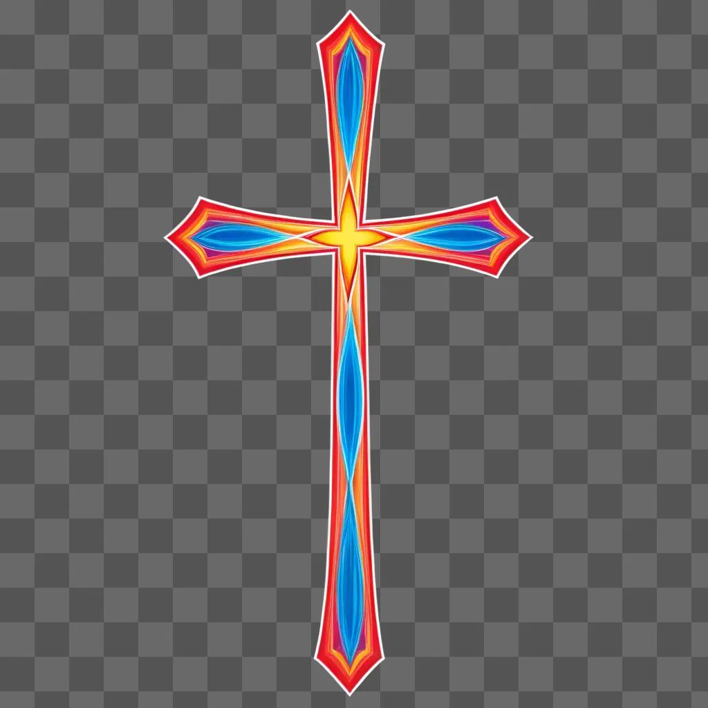 vibrant cross in a geometric shape