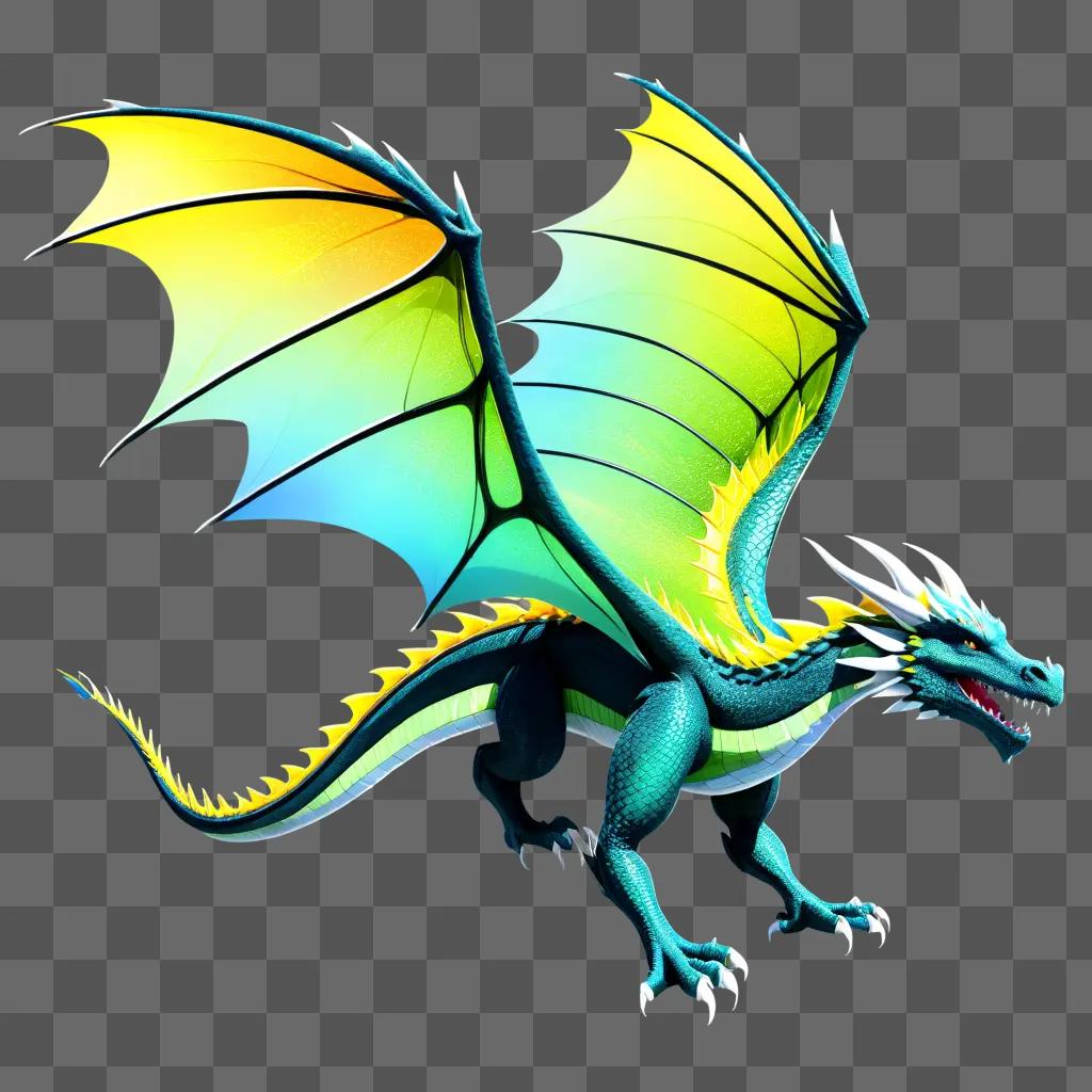 vibrant dragon wing adorns a green background