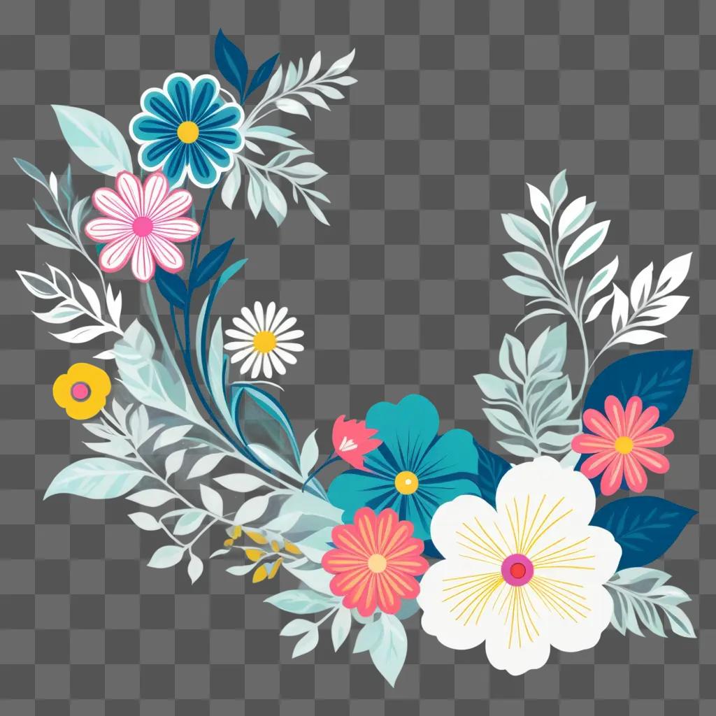 vibrant flower clipart design with various colors