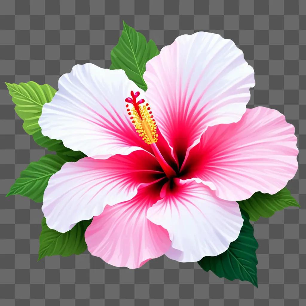 vibrant hibiscus clipart with green leaves