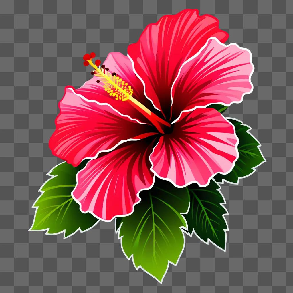 vibrant hibiscus flower with green leaves