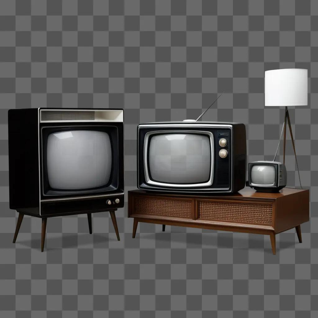 vintage TV set is lit by a lamp