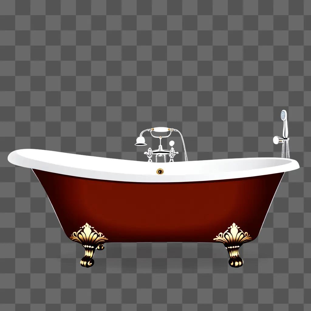 vintage bath clipart features a large tub