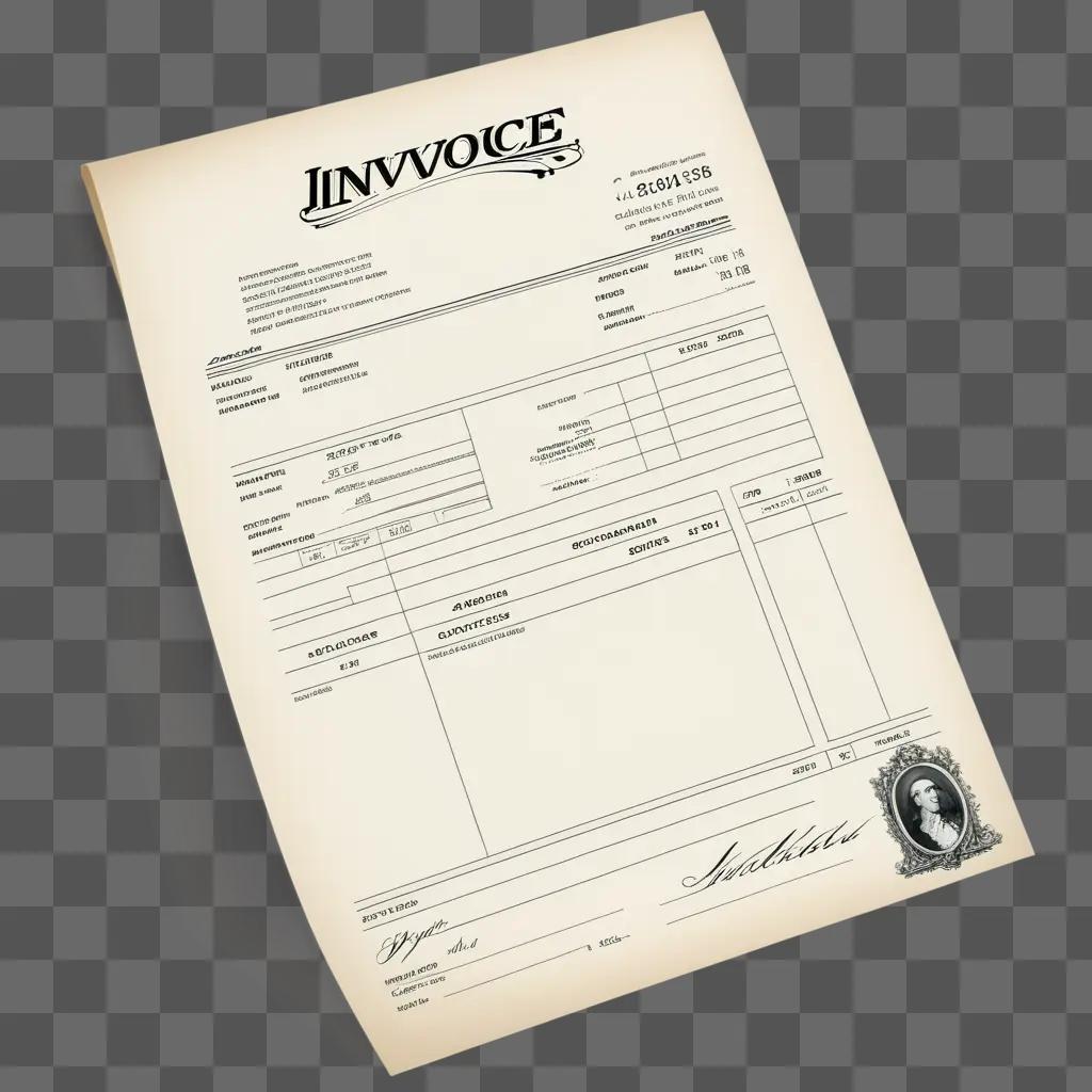 vintage invoice with a womans portrait on it