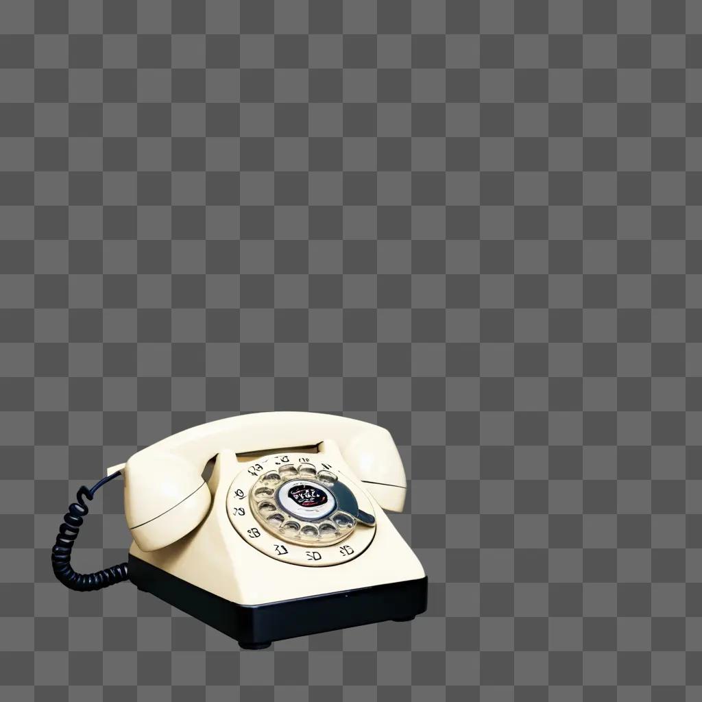 vintage phone sits on a gray background