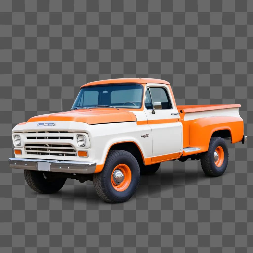 vintage pickup truck with orange and white paint