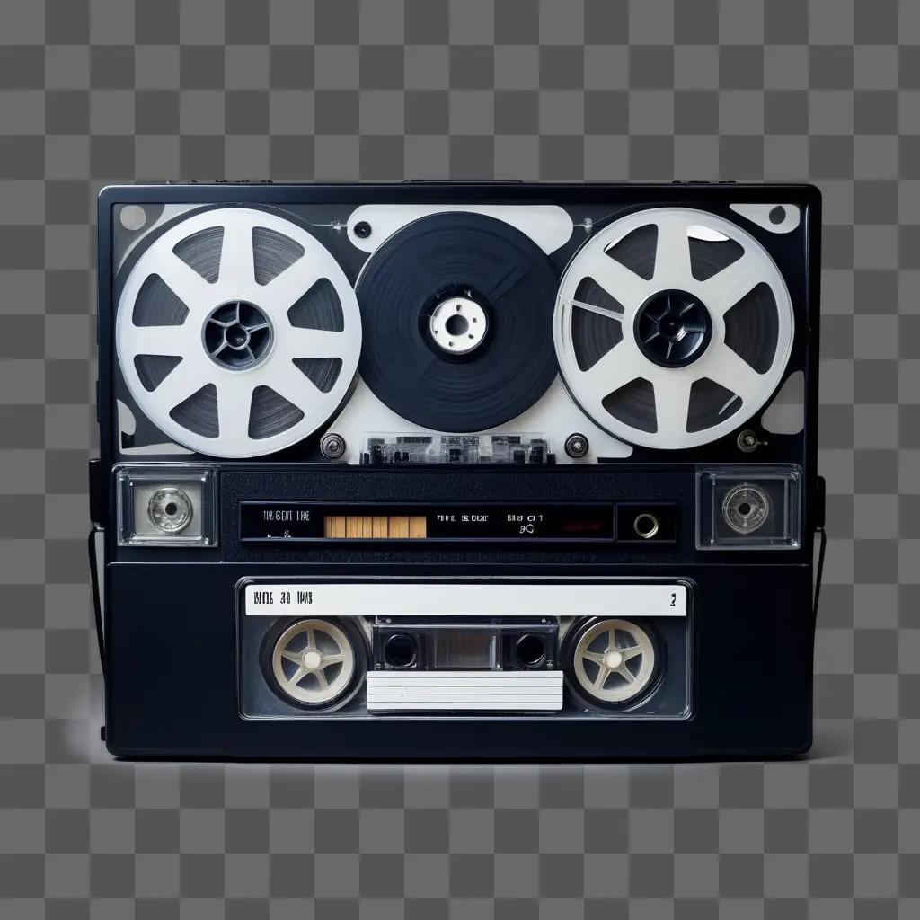 vintage reel tape player with two tapes