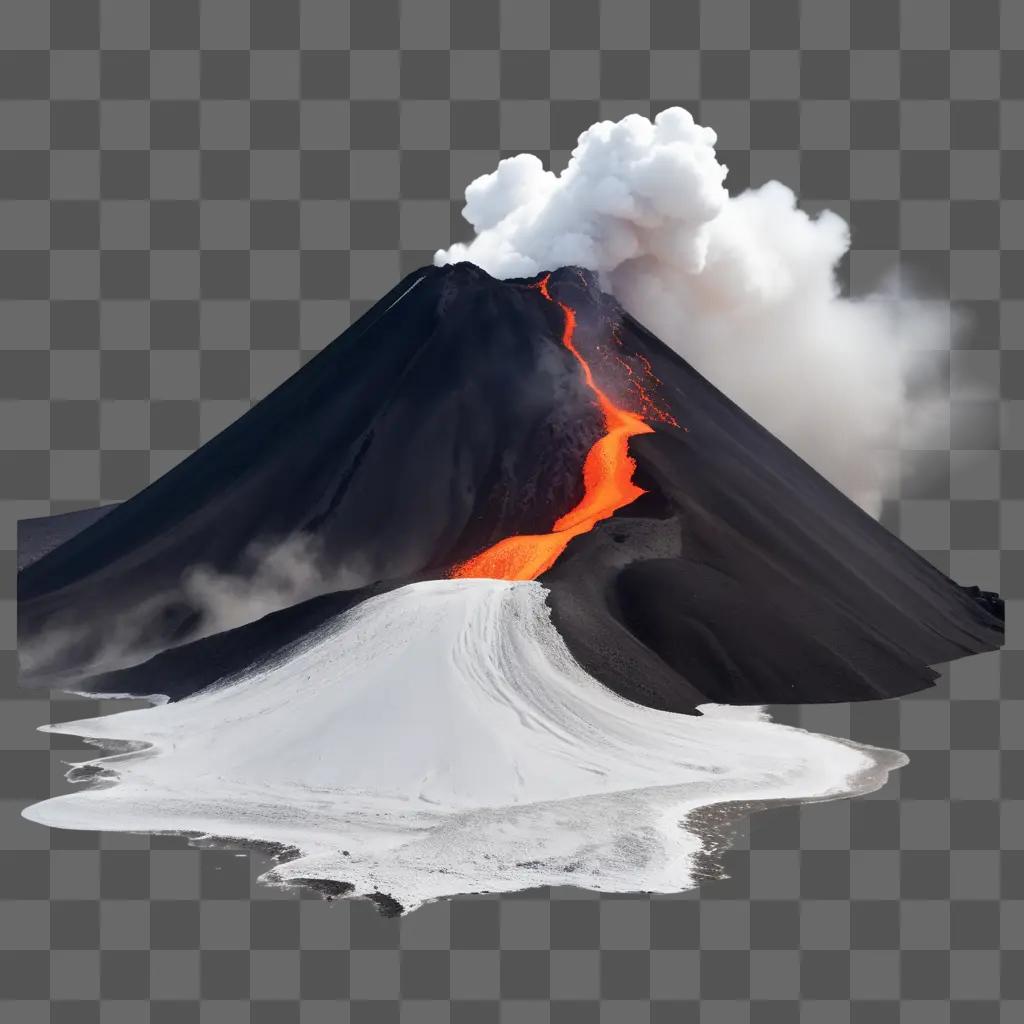 volcanic eruption spewing lava and ash