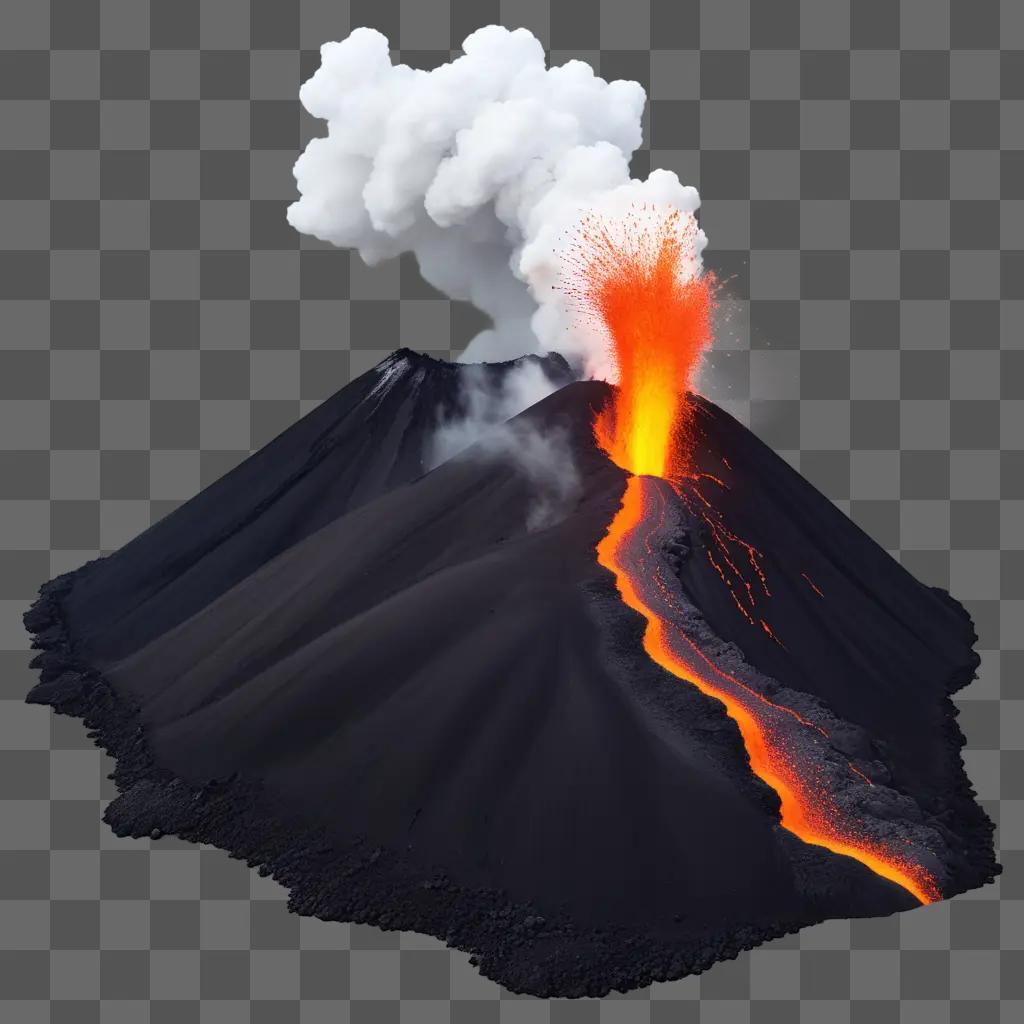 volcano erupting with a trail of lava