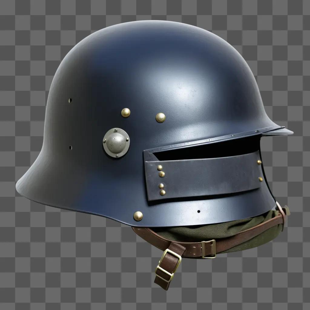 war helmet is shown with a belt