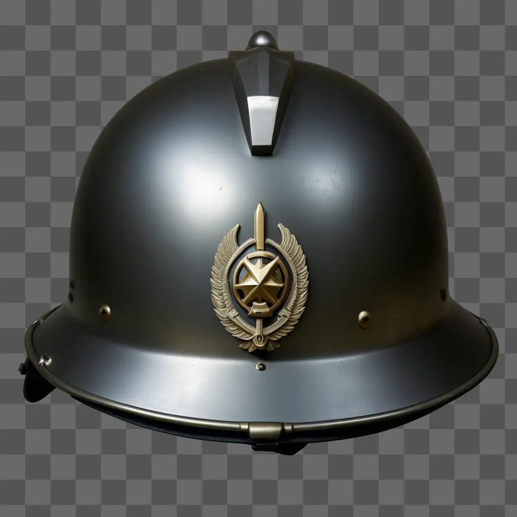 war helmet with a badge on it