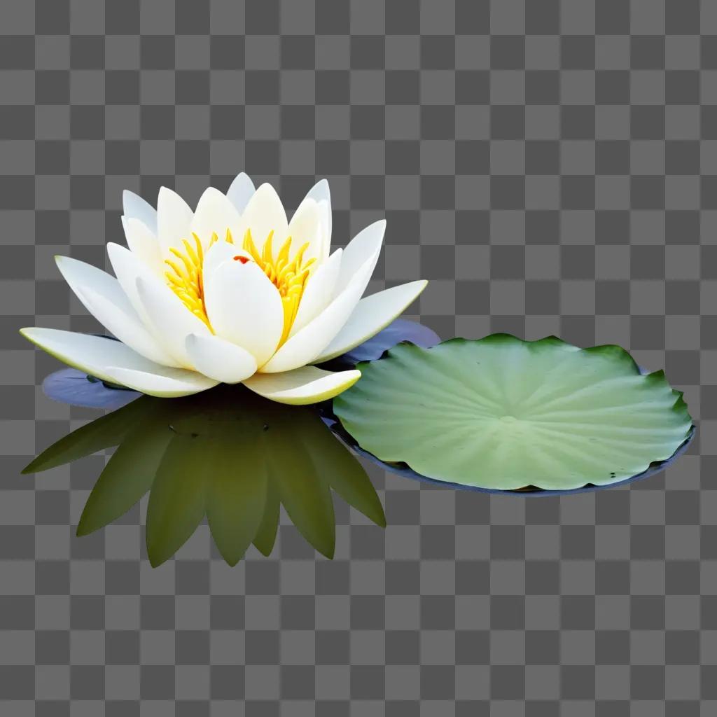 water lily with a green leaf behind it