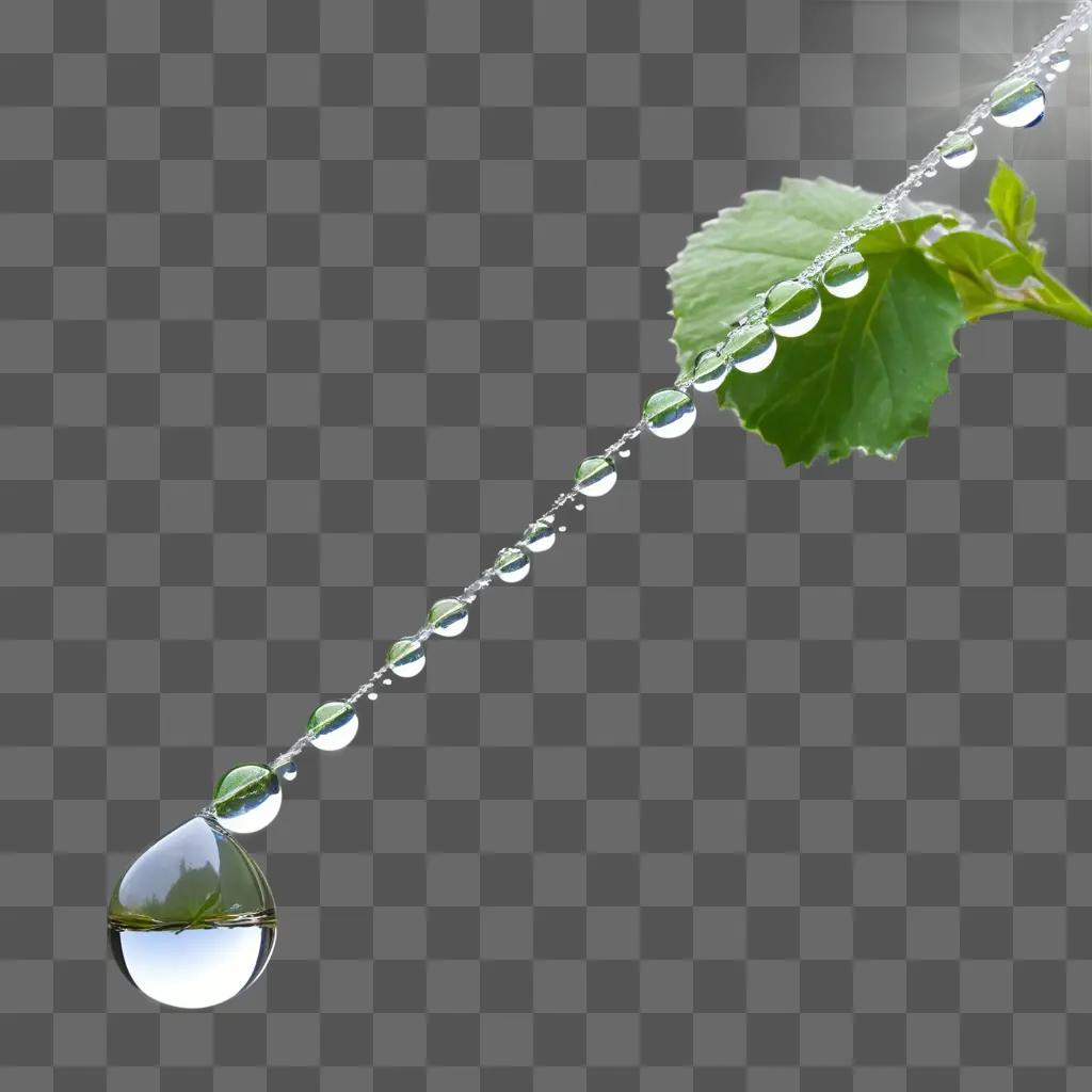 waterdrop on a leaf on a green background