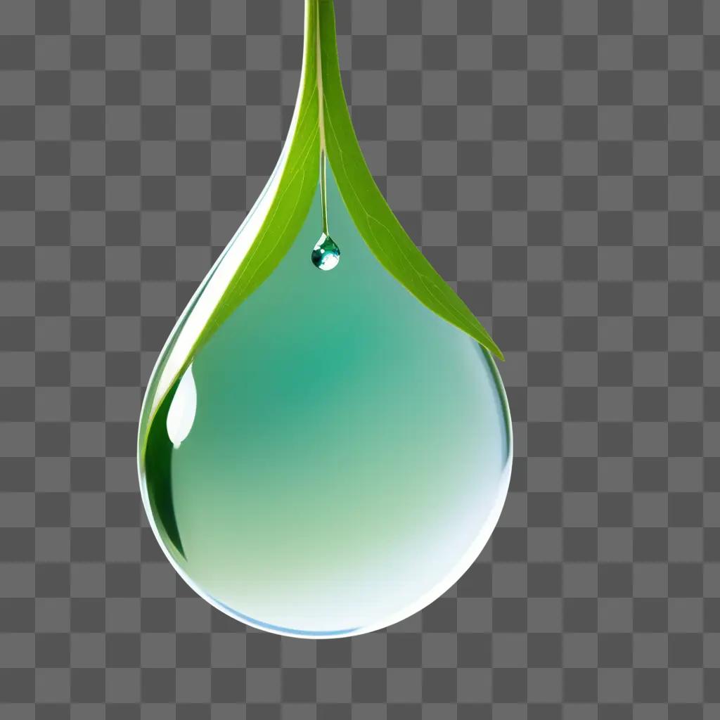 waterdrop suspended in a green leaf