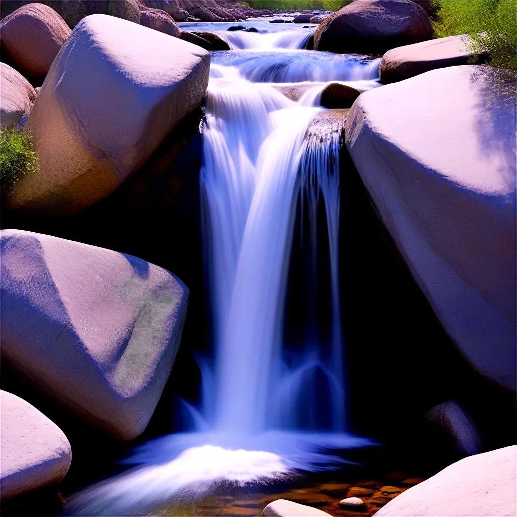 waterfall cascades over a rocky cliff