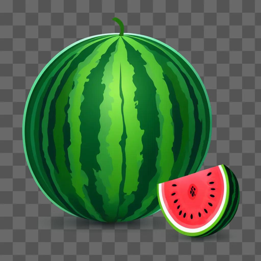 watermelon and slice on a green background