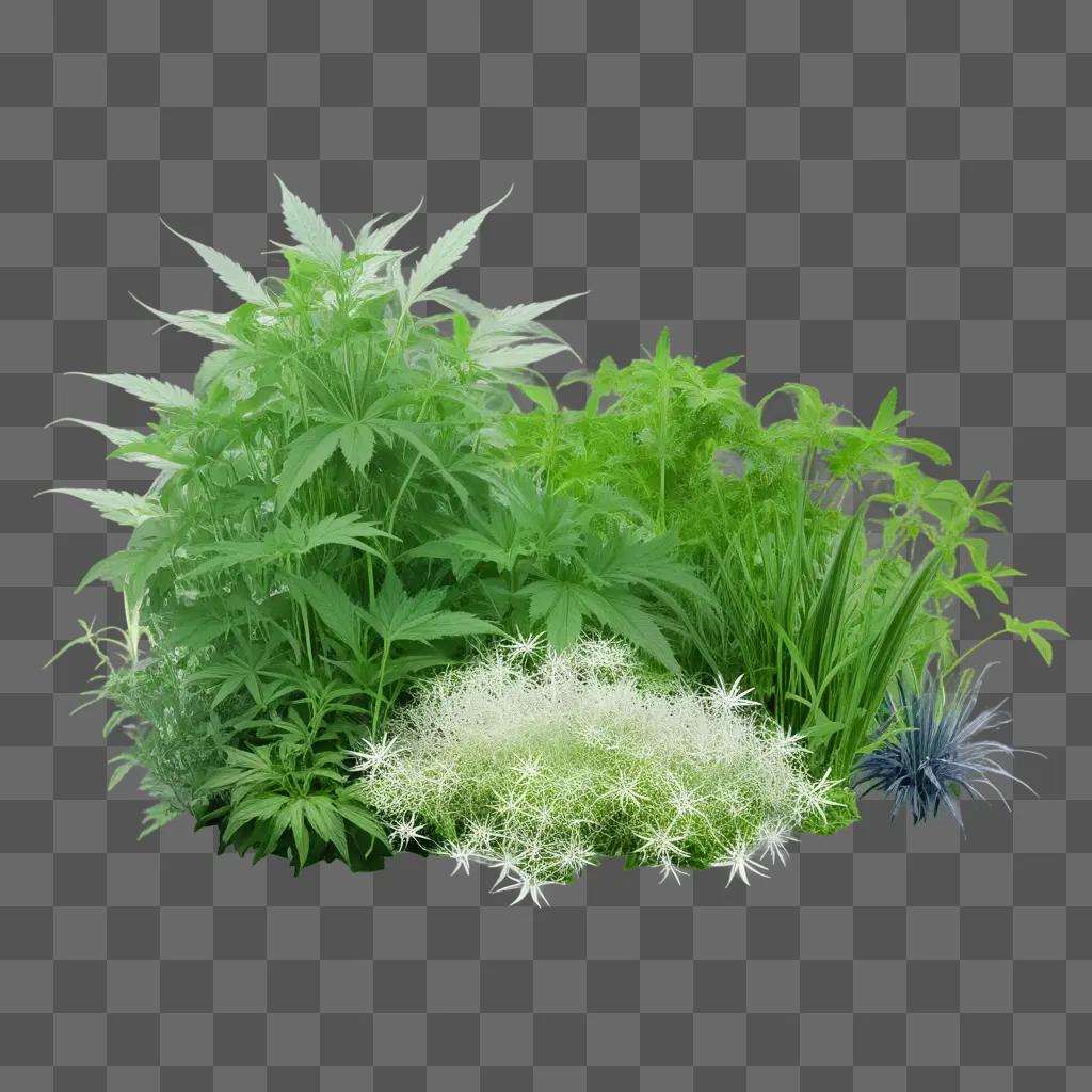 weed-covered plant is glowing against a green background