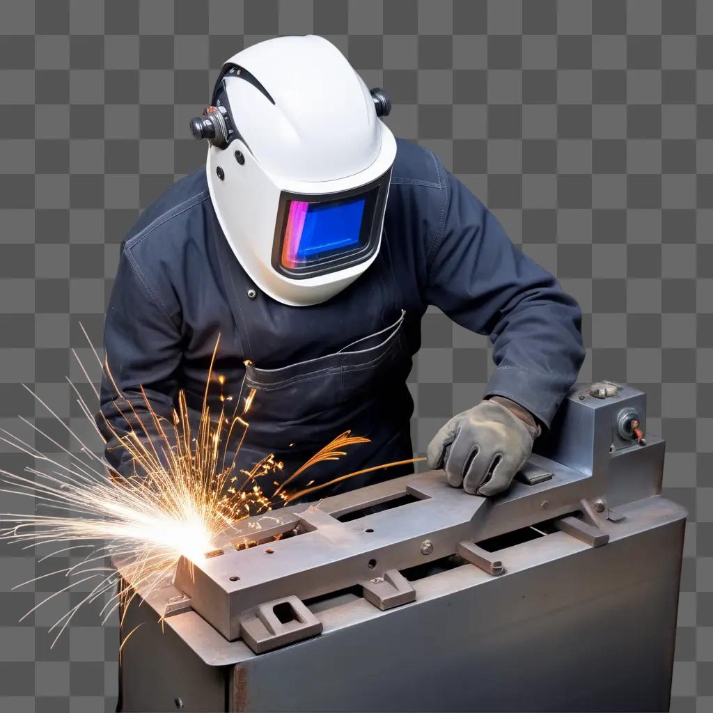 welder works on a metal piece