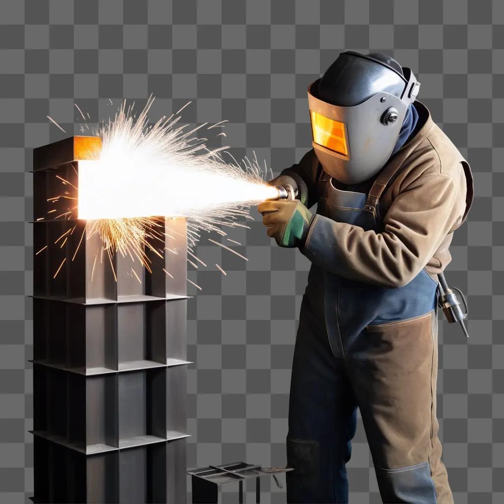 welder works on a metal structure