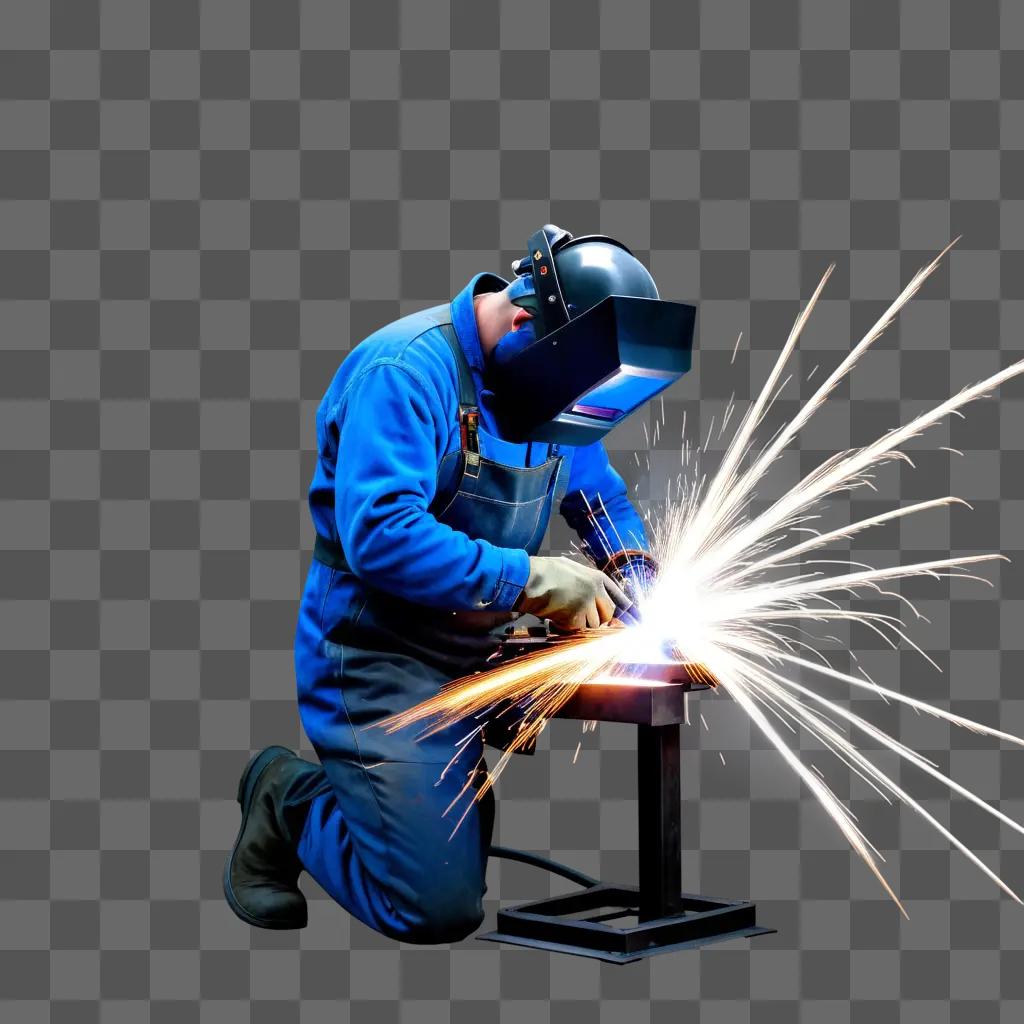 welders helmet sparks from a welding process