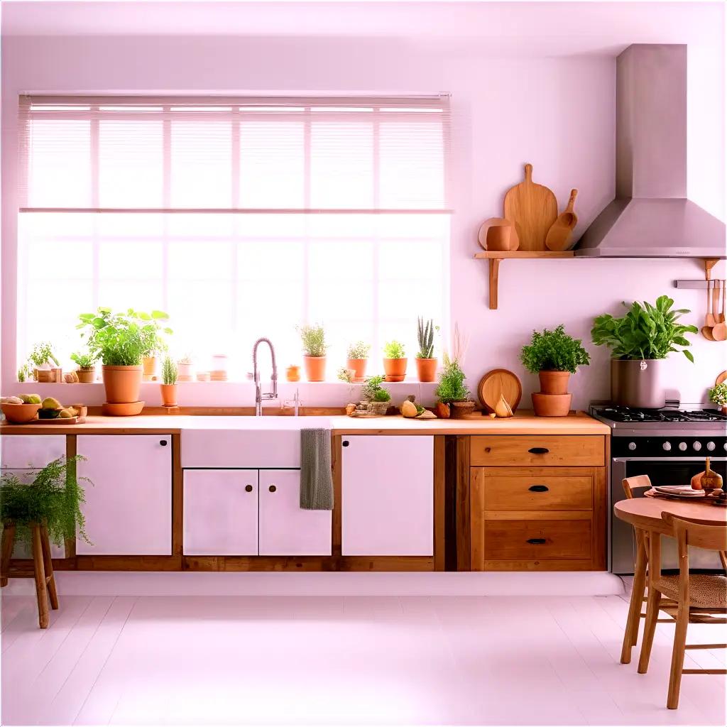 well-lit kitchen with plants and a sink