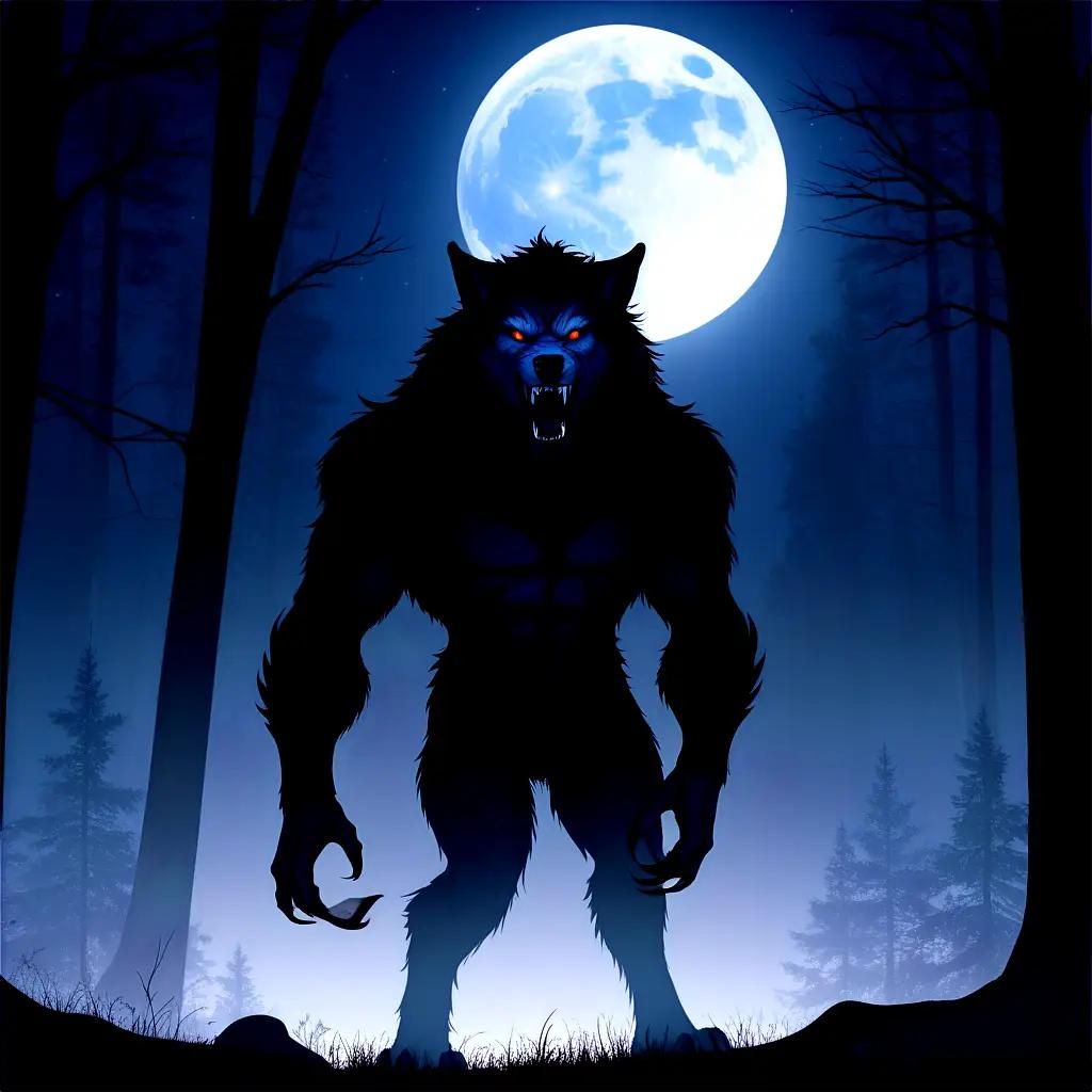 透明な背景を持つ森の中の狼男