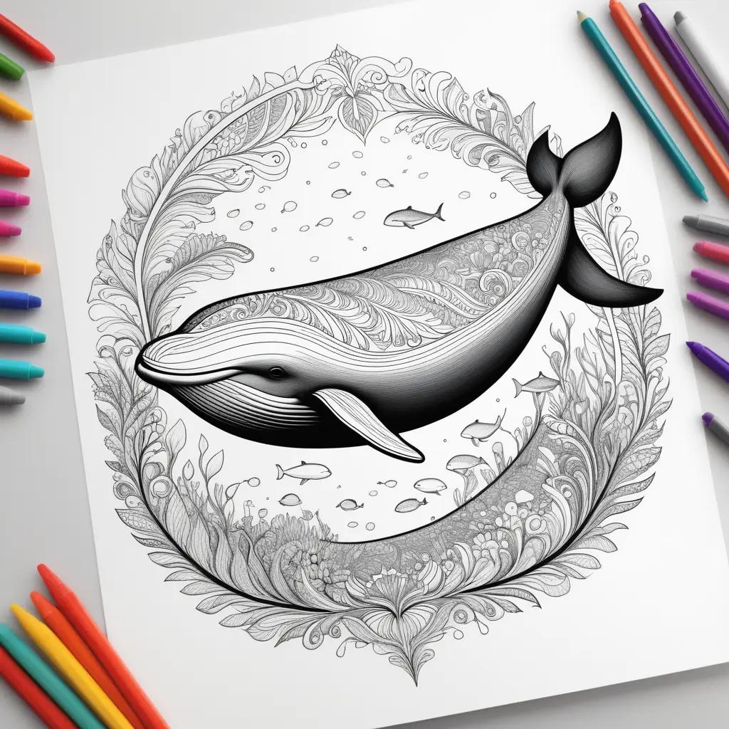 whale coloring page with various colors around it