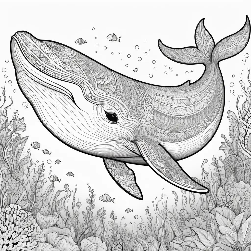 whale is colored in an underwater scene with other sea creatures