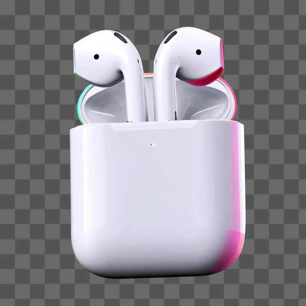 white Airpods charging case with two earbuds inside