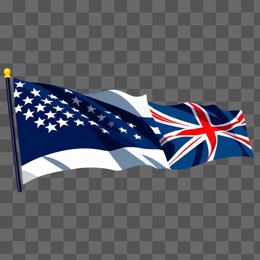 white American flag and a red British flag