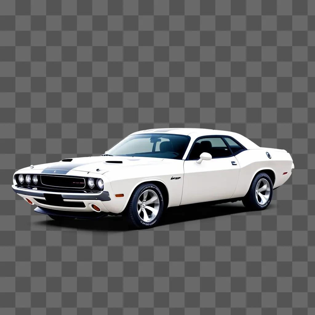 white Dodge Challenger car with black rims and chrome bumper