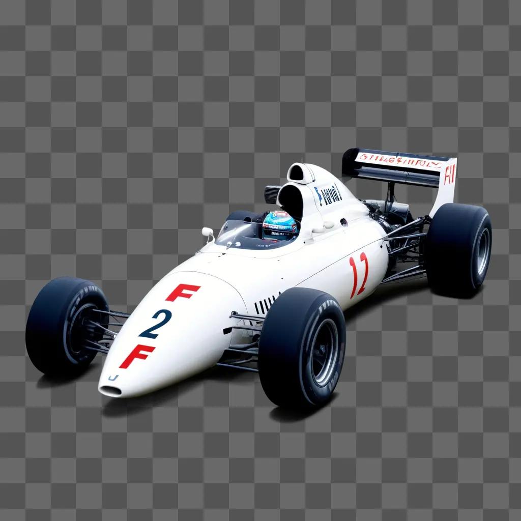 white F1 car is on a grey surface