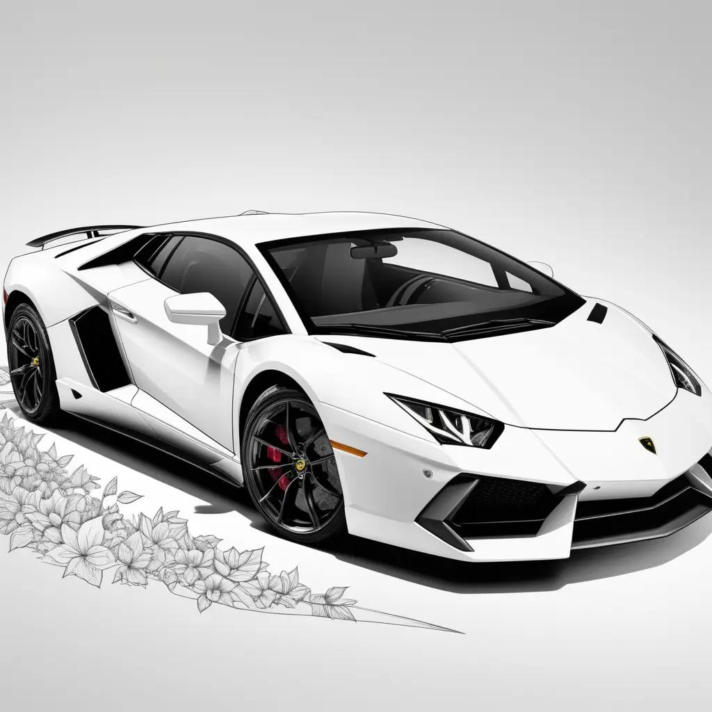 white Lamborghini parked on a white background