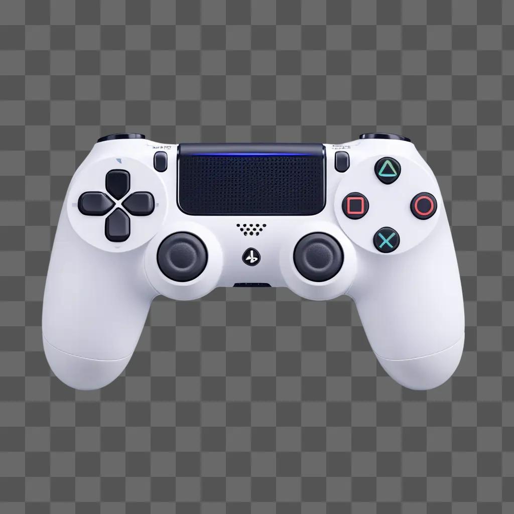 white PS4 controller sits against a gray background