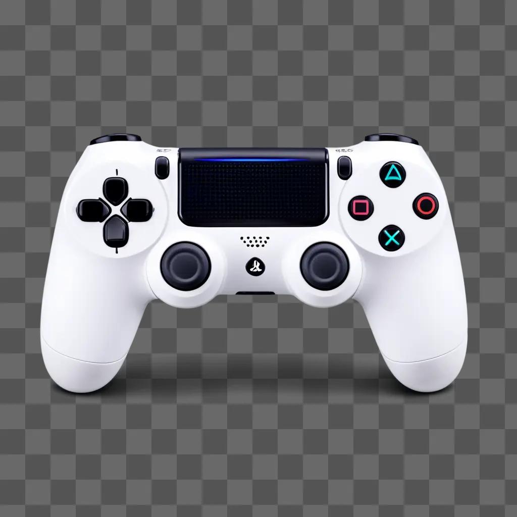 white PS4 controller sits on a gray surface