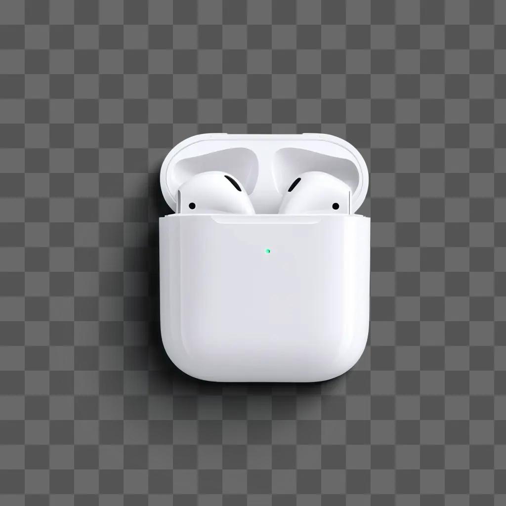 white airpods case sits on a grey surface