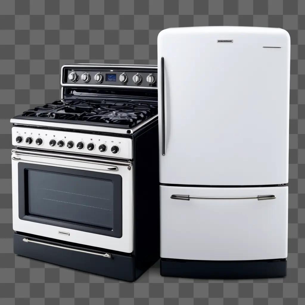 white and black kitchen appliances set