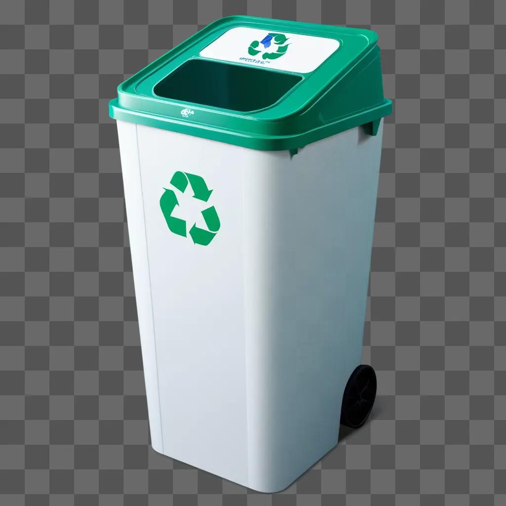 リサイクルマークが描かれた白と緑のゴミ箱