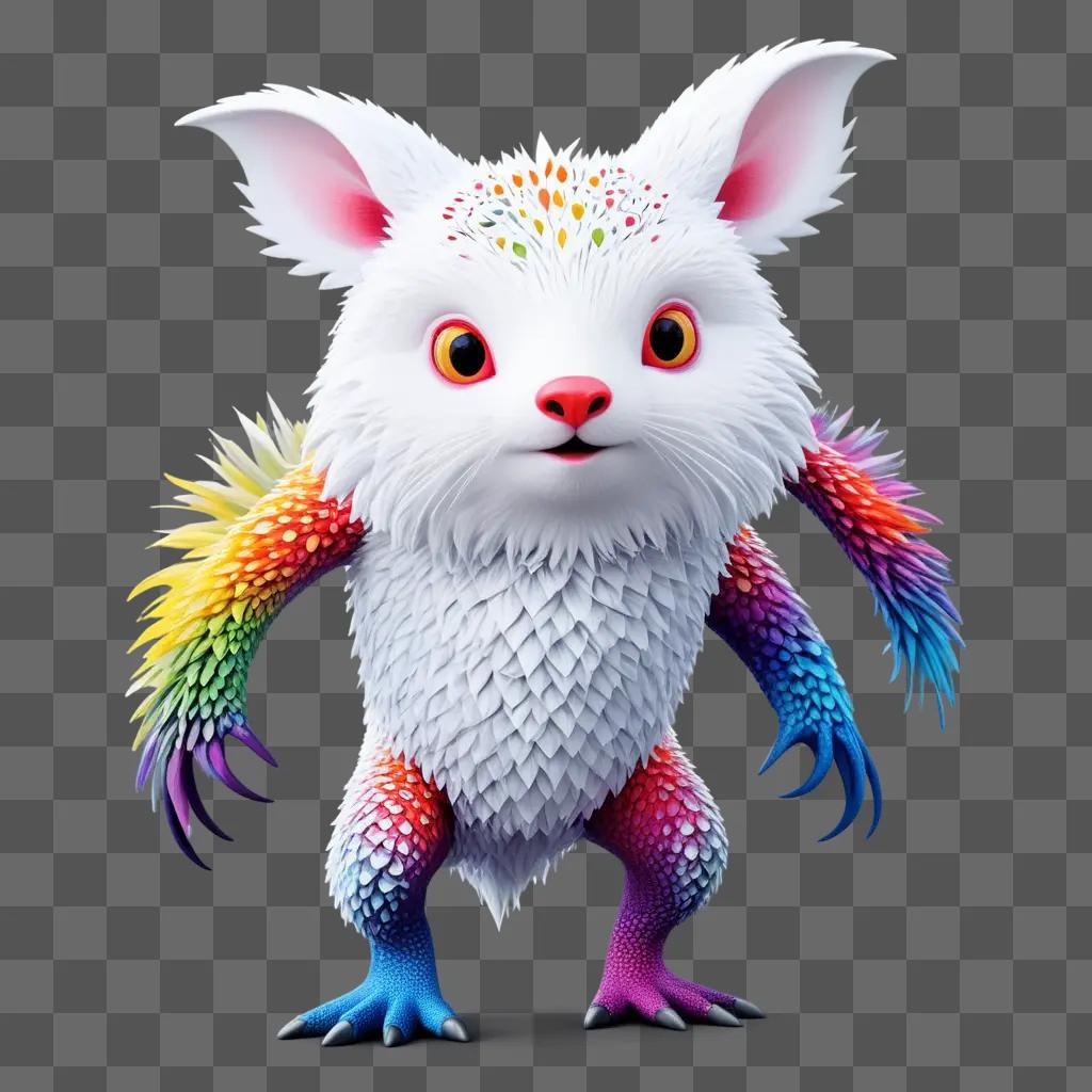 white animal with rainbow colors on it