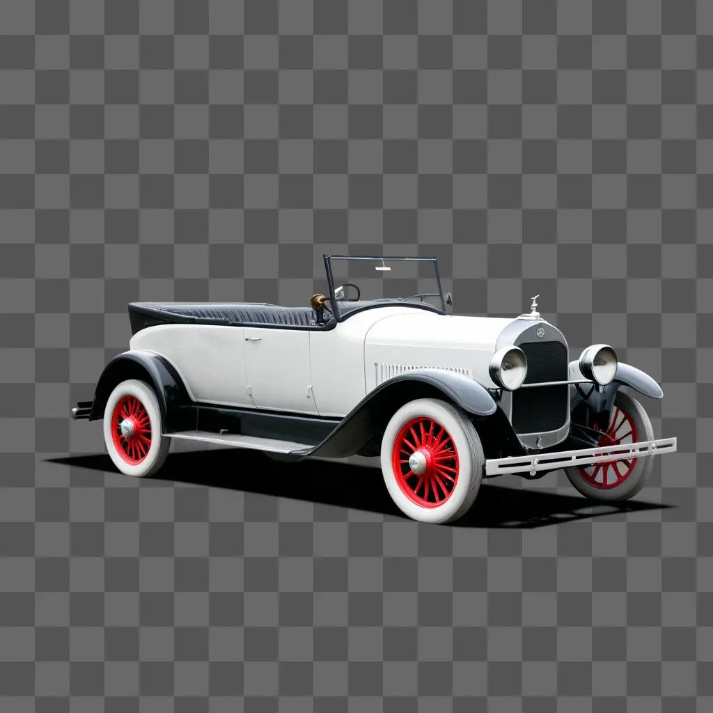 white antique car with red rims