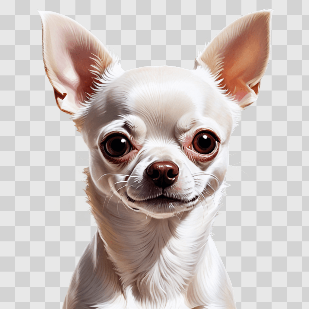 white apple head chihuahua A white dog with big ears and brown eyes