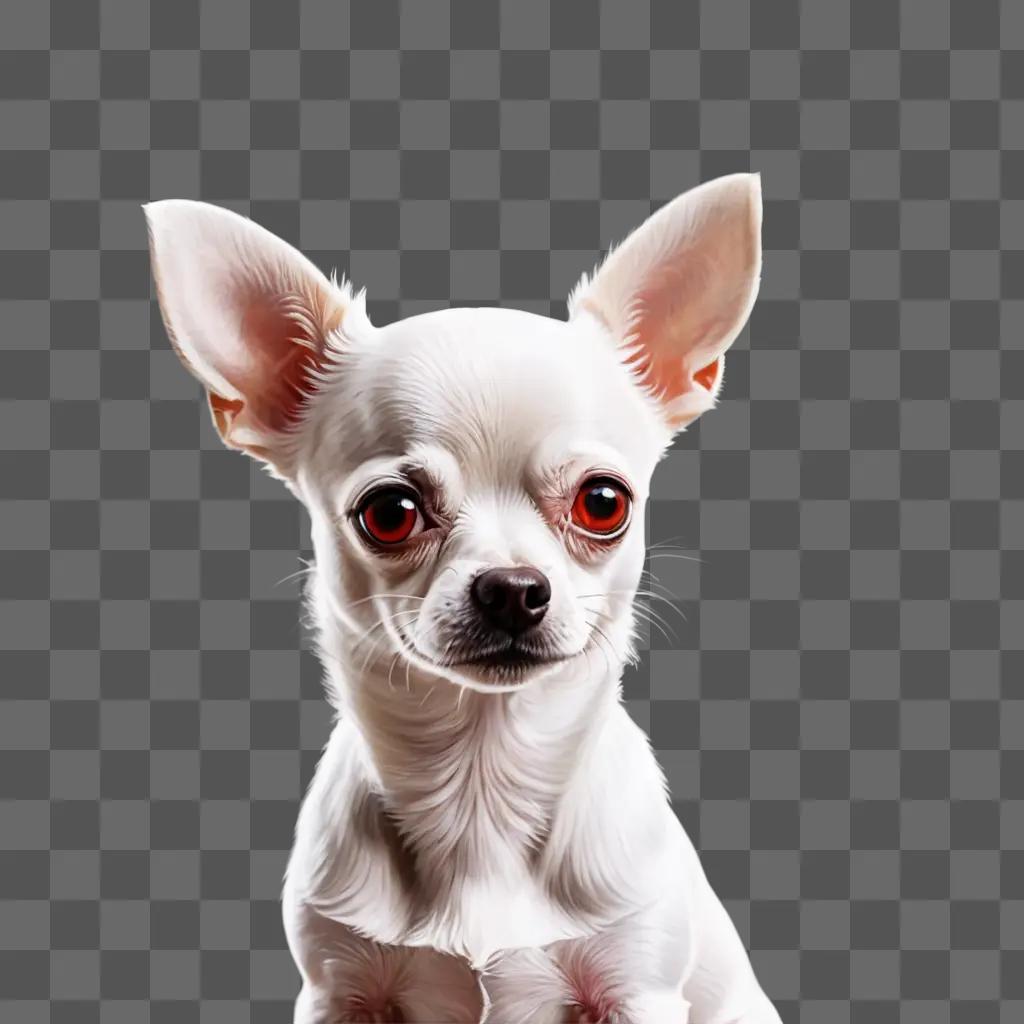 white apple head chihuahua A white dog with red eyes and a white background