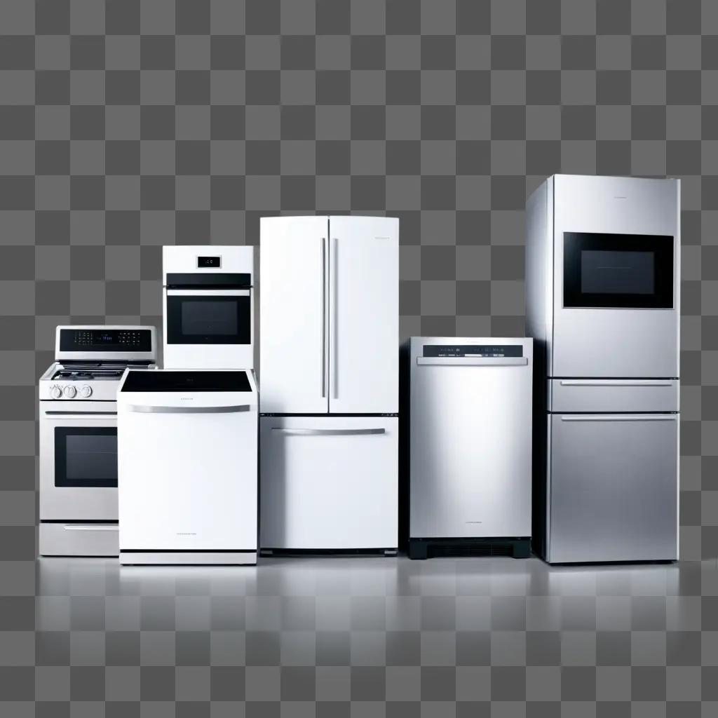 white appliances set against a gray background