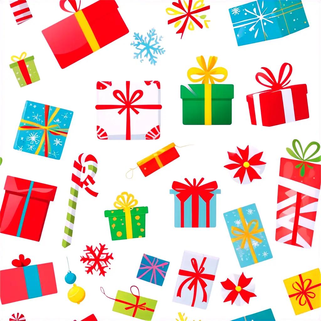 white background with Christmas clipart presents