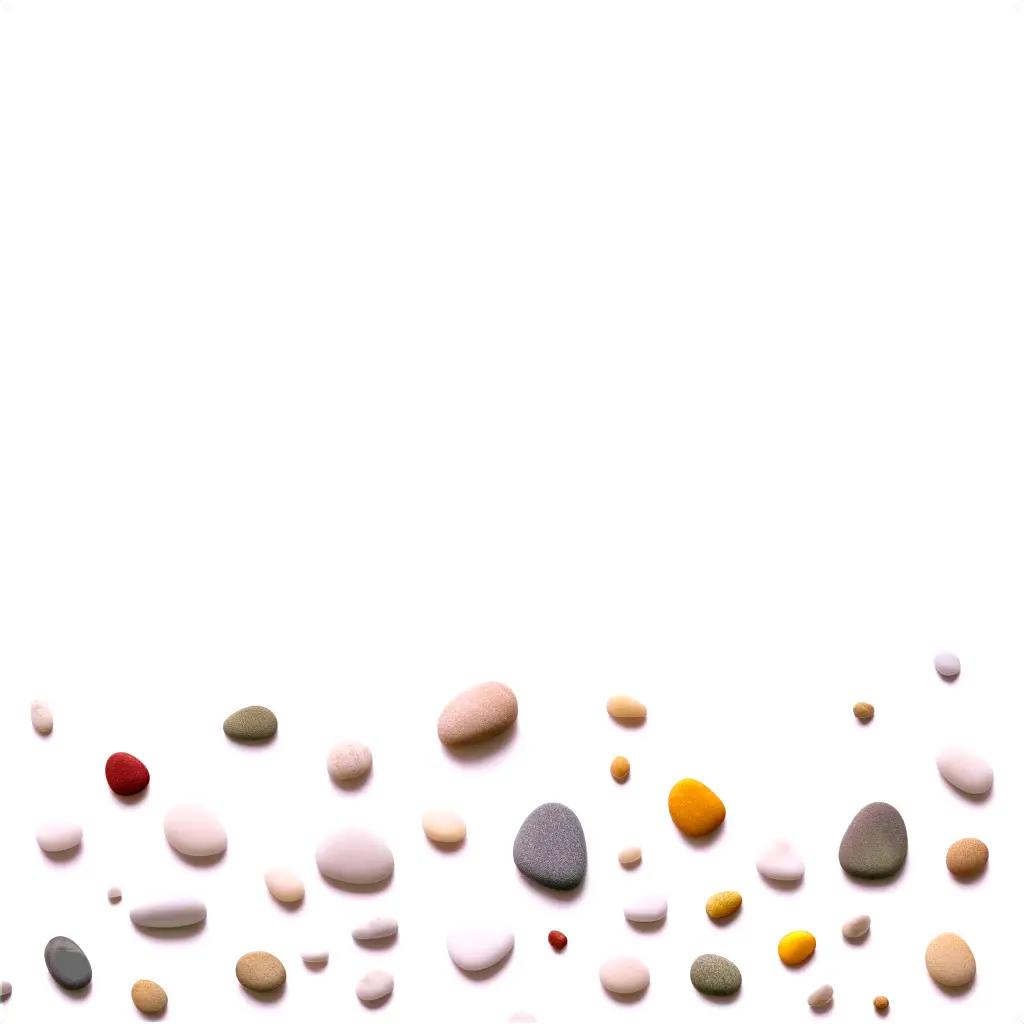 white background with a bunch of colorful pebbles