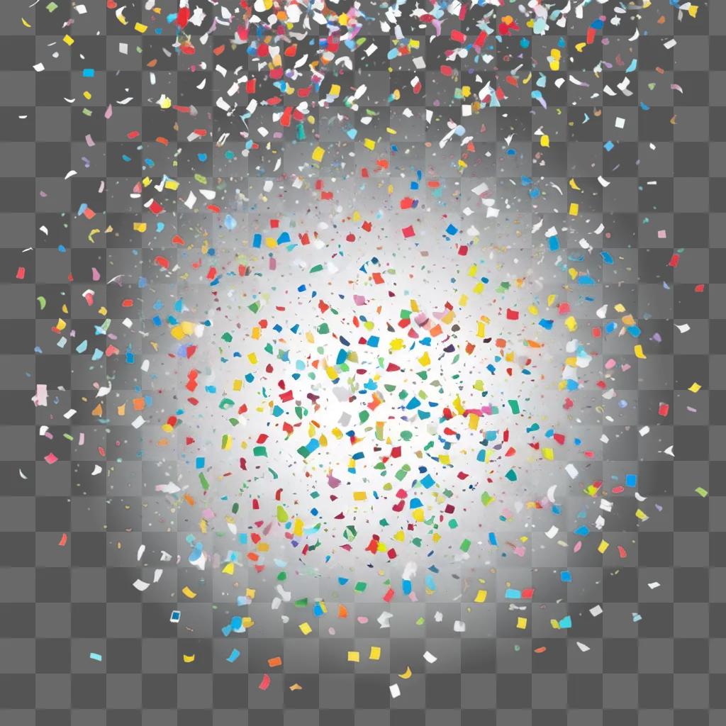 white background with colorful confetti flying