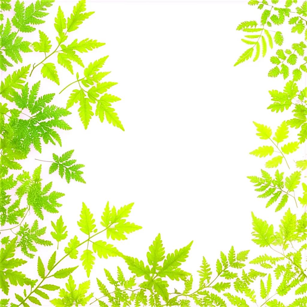 white background with green leaf textures