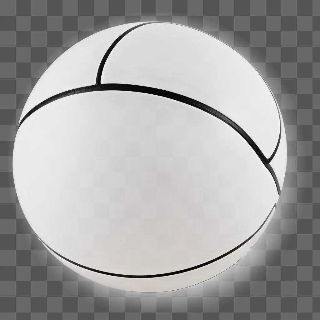 white basketball with black stripes on a transparent surface