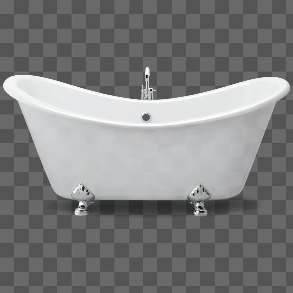 white bathtub with chrome legs on the floor